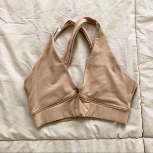 Flexxfit criss cross back sports bra in nude